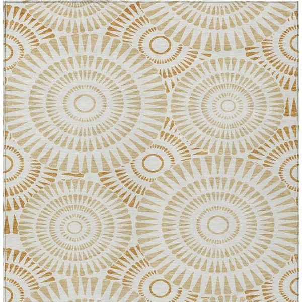 Homeroots 3' Artichoke Green Brown Beige Geometric Washable Indoor Outdoor Area Rug For Stylish Spaces 9' X 12' Polyester 591619
