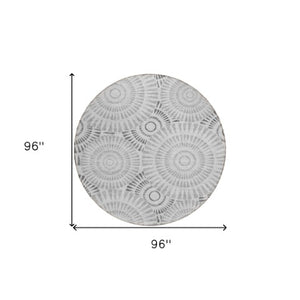 Homeroots 3' Artichoke Green Brown Beige Geometric Washable Indoor Outdoor Area Rug For Stylish Spaces 8' Round Polyester 591623