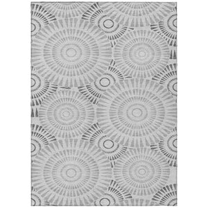 HomeRoots 5' Versatile Gray and Dark Gray Geometric Area Rug for Indoor and Outdoor Spaces - Machine Washable! 8' X 10' 591624