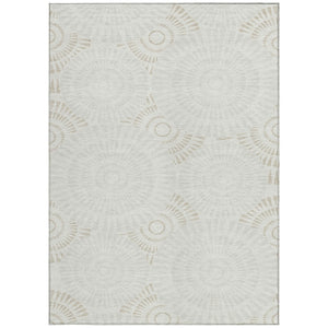 Homeroots 3' Artichoke Green Brown Beige Geometric Washable Indoor Outdoor Area Rug For Stylish Spaces 5' X 8' Polyester 591628