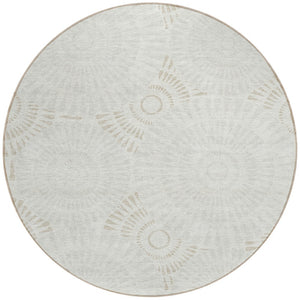 Homeroots 3' Artichoke Green Brown Beige Geometric Washable Indoor Outdoor Area Rug For Stylish Spaces 8' Round Polyester 591629