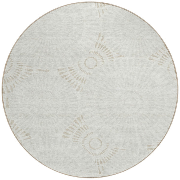 Homeroots 3' Artichoke Green Brown Beige Geometric Washable Indoor Outdoor Area Rug For Stylish Spaces 8' Round Polyester 591629