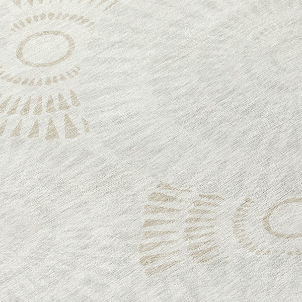 Homeroots 3' Artichoke Green Brown Beige Geometric Washable Indoor Outdoor Area Rug For Stylish Spaces 8' Round Polyester 591629