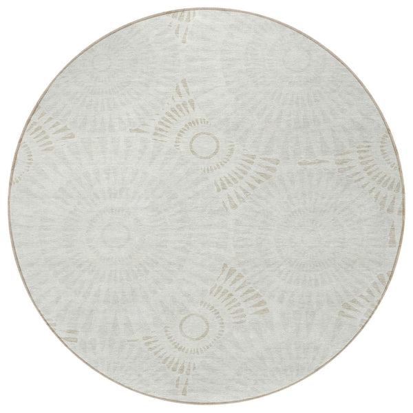 Homeroots 3' Artichoke Green Brown Beige Geometric Washable Indoor Outdoor Area Rug For Stylish Spaces 8' Round Polyester 591629