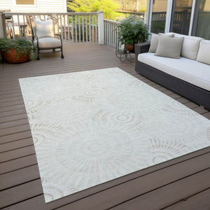 Homeroots 3' Artichoke Green Brown Beige Geometric Washable Indoor Outdoor Area Rug For Stylish Spaces 8' X 10' Polyester 591630