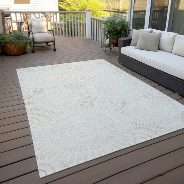 Homeroots 3' Artichoke Green Brown Beige Geometric Washable Indoor Outdoor Area Rug For Stylish Spaces 8' X 10' Polyester 591630