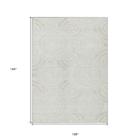 Homeroots 3' Artichoke Green Brown Beige Geometric Washable Indoor Outdoor Area Rug For Stylish Spaces 9' X 12' Polyester 591631