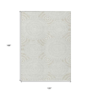 Homeroots 3' Artichoke Green Brown Beige Geometric Washable Indoor Outdoor Area Rug For Stylish Spaces 10' X 14' Polyester 591632