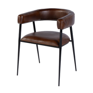 Butler Specialty Butler Stylish Leather And Iron Dining Chair - Mid-century Elegance With Comfort In Dark Brown Medium Brown Iron,Goat Leather 5916344-butler