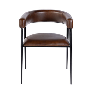 Butler Specialty Butler Stylish Leather And Iron Dining Chair - Mid-century Elegance With Comfort In Dark Brown Medium Brown Iron,Goat Leather 5916344-butler