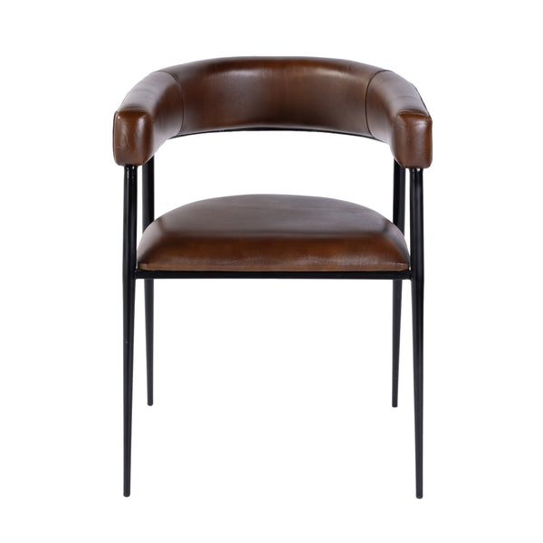 Butler Specialty Butler Stylish Leather And Iron Dining Chair - Mid-century Elegance With Comfort In Dark Brown Medium Brown Iron,Goat Leather 5916344-butler