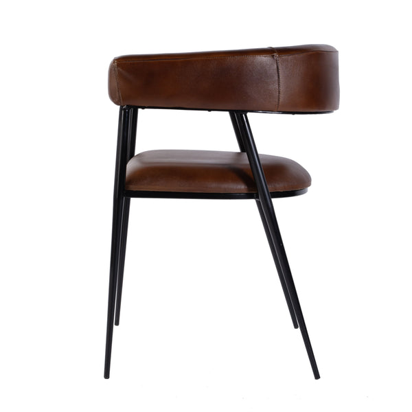 Butler Specialty Butler Stylish Leather And Iron Dining Chair - Mid-century Elegance With Comfort In Dark Brown Medium Brown Iron,Goat Leather 5916344-butler
