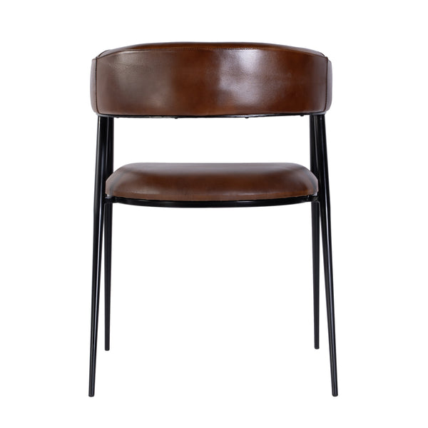 Butler Specialty Butler Stylish Leather And Iron Dining Chair - Mid-century Elegance With Comfort In Dark Brown Medium Brown Iron,Goat Leather 5916344-butler