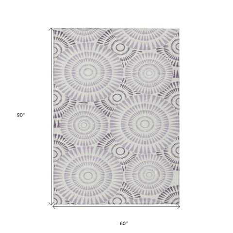 Homeroots 3' Artichoke Green Brown Beige Geometric Washable Indoor Outdoor Area Rug For Stylish Spaces 5' X 8' Polyester 591634