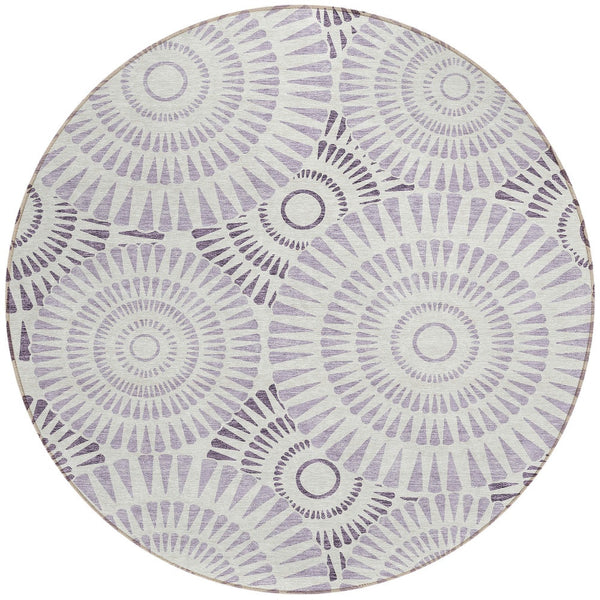 Homeroots 3' Artichoke Green Brown Beige Geometric Washable Indoor Outdoor Area Rug For Stylish Spaces 8' Round Polyester 591635