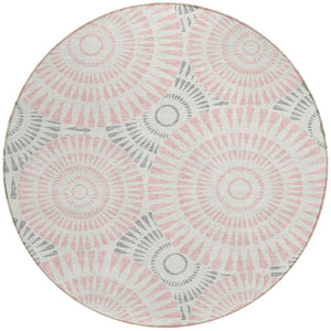 Homeroots 3' Artichoke Green Brown Beige Geometric Washable Indoor Outdoor Area Rug For Stylish Spaces 8' Round Polyester 591641