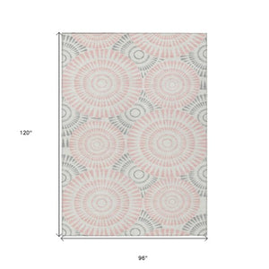 Homeroots 3' Artichoke Green Brown Beige Geometric Washable Indoor Outdoor Area Rug For Stylish Spaces 8' X 10' Polyester 591642