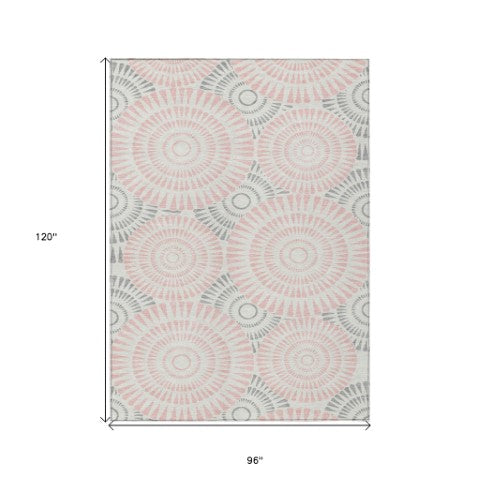 Homeroots 3' Artichoke Green Brown Beige Geometric Washable Indoor Outdoor Area Rug For Stylish Spaces 8' X 10' Polyester 591642