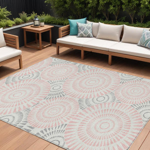 Homeroots 3' Artichoke Green Brown Beige Geometric Washable Indoor Outdoor Area Rug For Stylish Spaces 10' X 14' Polyester 591644