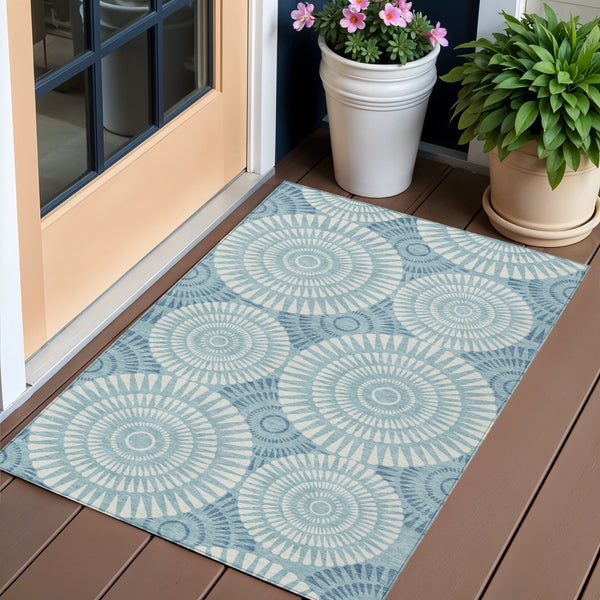 Homeroots 3' Artichoke Green Brown Beige Geometric Washable Indoor Outdoor Area Rug For Stylish Spaces 3' X 5' Polyester 591645