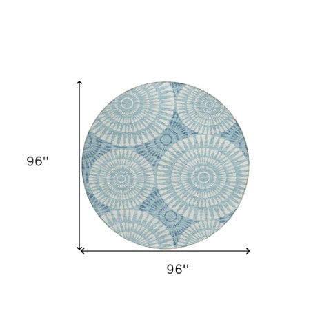 Homeroots 3' Artichoke Green Brown Beige Geometric Washable Indoor Outdoor Area Rug For Stylish Spaces 8' Round Polyester 591647