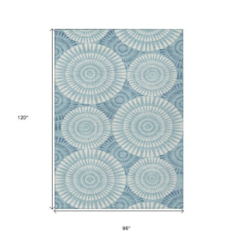 Homeroots 3' Artichoke Green Brown Beige Geometric Washable Indoor Outdoor Area Rug For Stylish Spaces 8' X 10' Polyester 591648