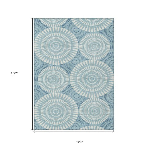 Homeroots 3' Artichoke Green Brown Beige Geometric Washable Indoor Outdoor Area Rug For Stylish Spaces 10' X 14' Polyester 591650