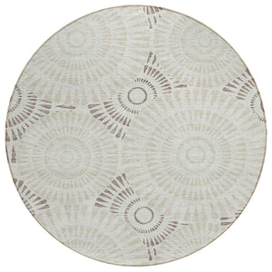 HomeRoots 5' Stylish Taupe and Brown Geometric Area Rug – Durable, Washable, Perfect for Indoor & Outdoor Use 8' Round 591653