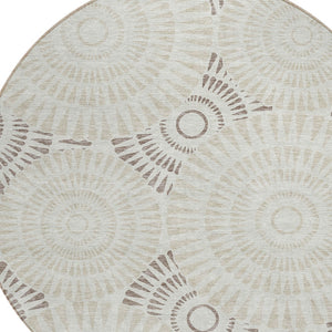 Homeroots 3' Artichoke Green Brown Beige Geometric Washable Indoor Outdoor Area Rug For Stylish Spaces 8' Round Polyester 591653