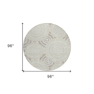 Homeroots 3' Artichoke Green Brown Beige Geometric Washable Indoor Outdoor Area Rug For Stylish Spaces 8' Round Polyester 591653