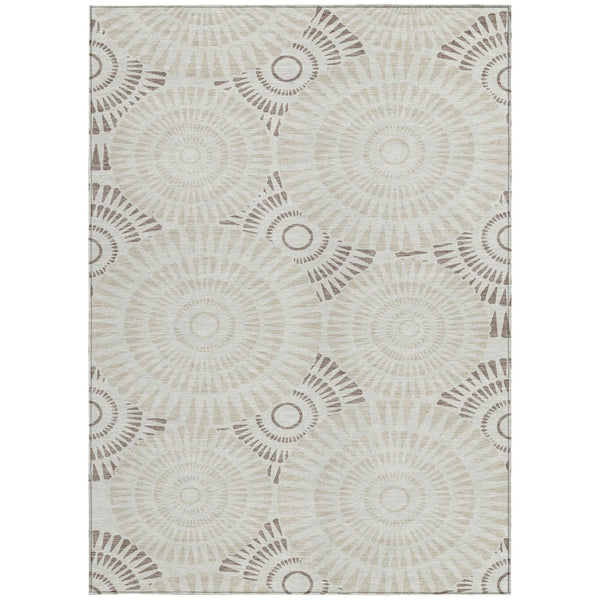 Homeroots 3' Artichoke Green Brown Beige Geometric Washable Indoor Outdoor Area Rug For Stylish Spaces 8' X 10' Polyester 591654