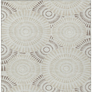 Homeroots 3' Artichoke Green Brown Beige Geometric Washable Indoor Outdoor Area Rug For Stylish Spaces 9' X 12' Polyester 591655