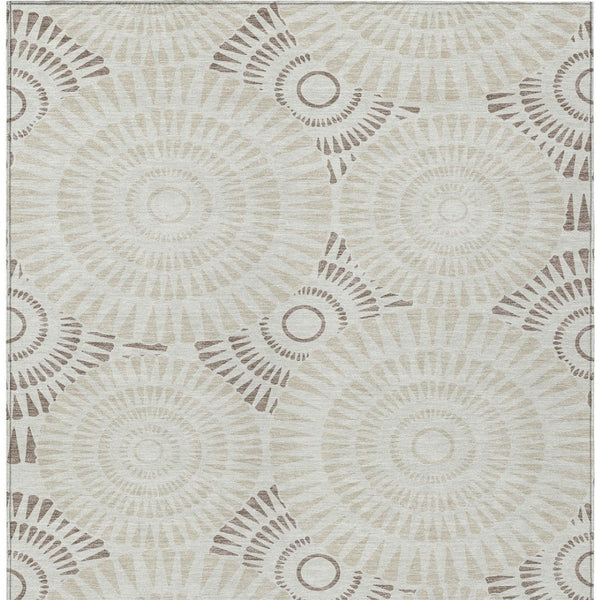 Homeroots 3' Artichoke Green Brown Beige Geometric Washable Indoor Outdoor Area Rug For Stylish Spaces 9' X 12' Polyester 591655