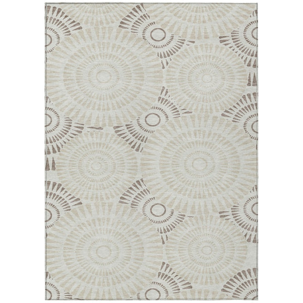 HomeRoots 9' Elegant Taupe and Brown Geometric Washable Area Rug for Indoor and Outdoor Living Spaces 9' X 12' 591655