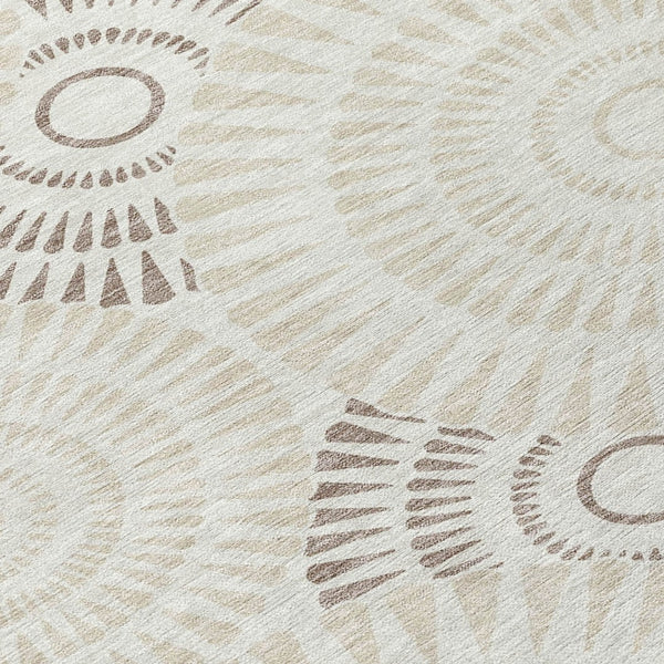 Homeroots 3' Artichoke Green Brown Beige Geometric Washable Indoor Outdoor Area Rug For Stylish Spaces 9' X 12' Polyester 591655