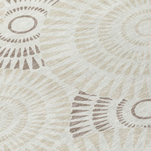 Homeroots 3' Artichoke Green Brown Beige Geometric Washable Indoor Outdoor Area Rug For Stylish Spaces 10' X 14' Polyester 591656