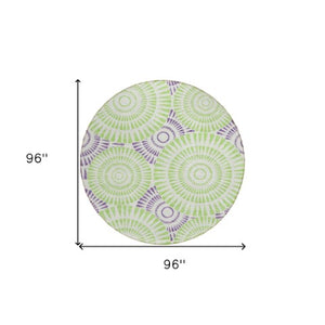 Homeroots 3' Artichoke Green Brown Beige Geometric Washable Indoor Outdoor Area Rug For Stylish Spaces 8' Round Polyester 591659