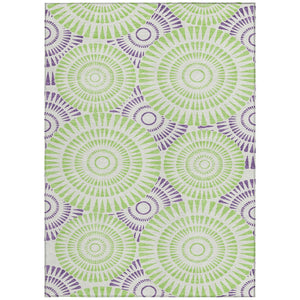 Homeroots 3' Artichoke Green Brown Beige Geometric Washable Indoor Outdoor Area Rug For Stylish Spaces 8' X 10' Polyester 591660