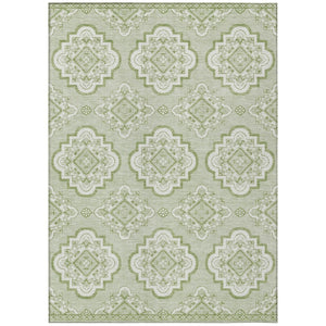HomeRoots 9' Artichoke Green and Ivory Medallion Area Rug – Stylish, Washable, Durable for Indoor and Outdoor Use 9' X 12' 591667