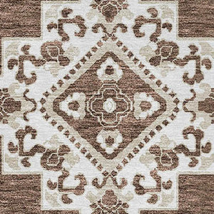 Homeroots 3' Medallion Area Rug In Artichoke Green And Ivory - Stylish, Washable For Indoor And Outdoor Use 8' Round Polyester 591677