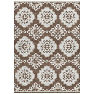 Homeroots 3' Medallion Area Rug In Artichoke Green And Ivory - Stylish, Washable For Indoor And Outdoor Use 9' X 12' Polyester 591679