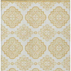 Homeroots 3' Medallion Area Rug In Artichoke Green And Ivory - Stylish, Washable For Indoor And Outdoor Use 9' X 12' Polyester 591685