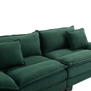 English Elm Corduroy Modern Sofa Sleeper Loveseat with Double-Layer Cushions, Two Pillows, Sturdy Frame 84" Green W676P227343