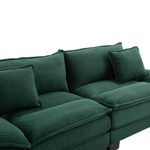 English Elm Corduroy Modern Sofa Sleeper Loveseat with Double-Layer Cushions, Two Pillows, Sturdy Frame 84" Green W676P227343