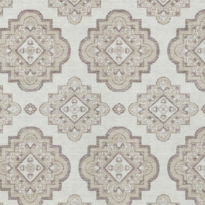 Homeroots 3' Medallion Area Rug In Artichoke Green And Ivory - Stylish, Washable For Indoor And Outdoor Use 9' X 12' Polyester 591697