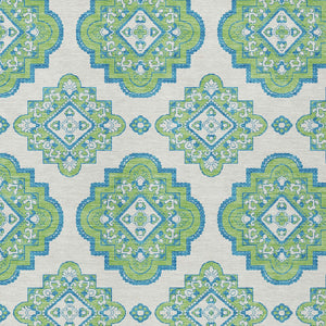 Homeroots 3' Medallion Area Rug In Artichoke Green And Ivory - Stylish, Washable For Indoor And Outdoor Use 9' X 12' Polyester 591703