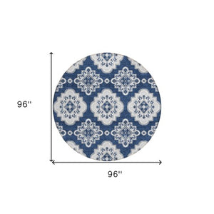 Homeroots 3' Medallion Area Rug In Artichoke Green And Ivory - Stylish, Washable For Indoor And Outdoor Use 8' Round Polyester 591713