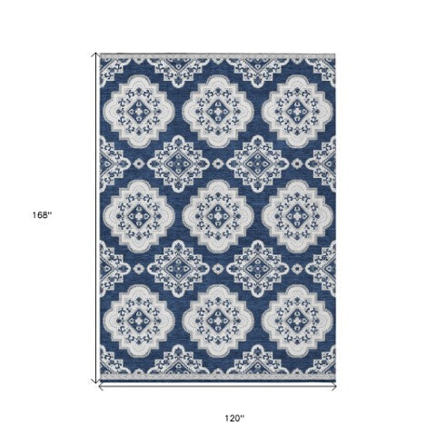 Homeroots 3' Medallion Area Rug In Artichoke Green And Ivory - Stylish, Washable For Indoor And Outdoor Use 10' X 14' Polyester 591716