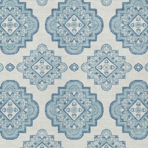 Homeroots 3' Medallion Area Rug In Artichoke Green And Ivory - Stylish, Washable For Indoor And Outdoor Use 8' X 10' Polyester 591726