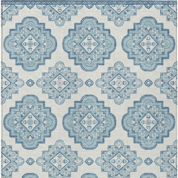 Homeroots 3' Medallion Area Rug In Artichoke Green And Ivory - Stylish, Washable For Indoor And Outdoor Use 9' X 12' Polyester 591727